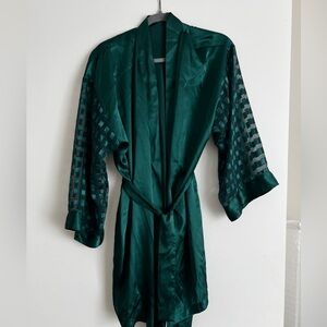 Victoria's Secret Deep Green Satin Robe